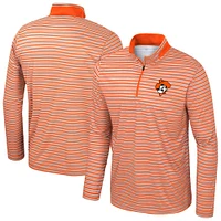 Men's Colosseum Orange Oklahoma State Cowboys Striped Quarter-Zip Top
