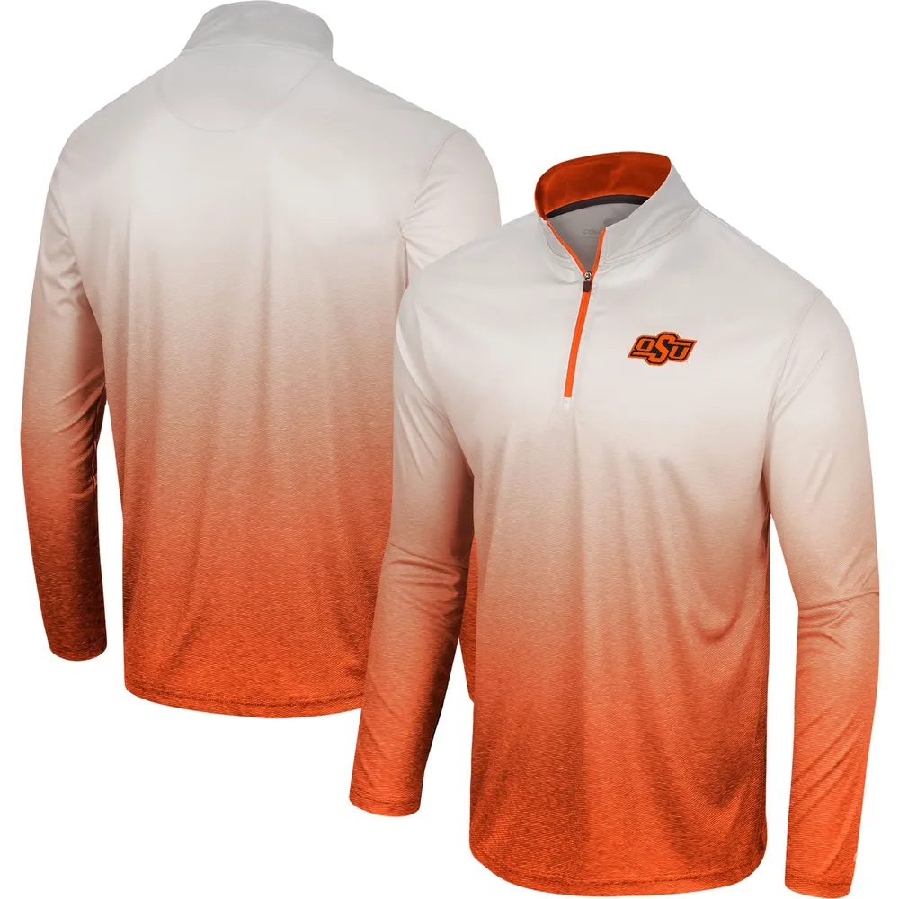 Colosseum pour homme Blanc/Orange Oklahoma State Cowboys Laws of Physics Coupe-vent à quart de zip