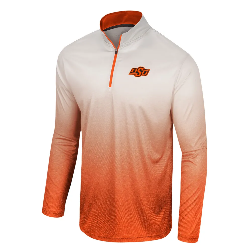 Colosseum pour homme Blanc/Orange Oklahoma State Cowboys Laws of Physics Coupe-vent à quart de zip