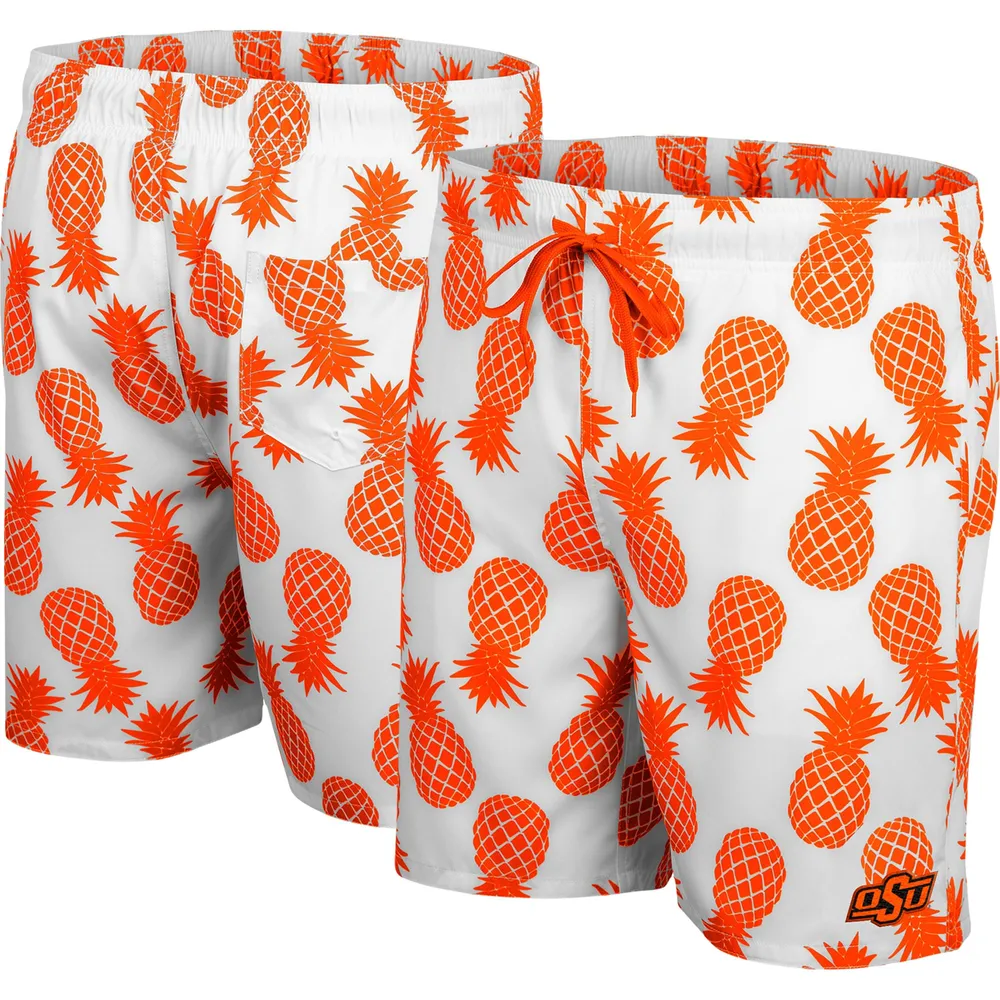 Men's Colosseum White Oklahoma State Cowboys Pineapples Swim Shorts