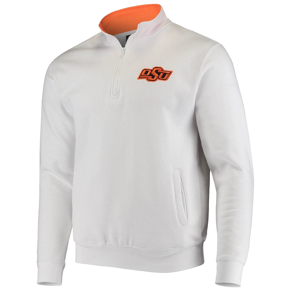 Men's Colosseum White Oklahoma State Cowboys Tortugas Logo Quarter-Zip Jacket