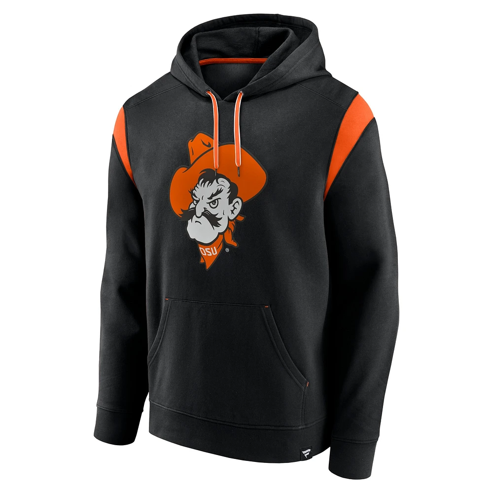 Men's Fanatics Black Oklahoma State Cowboys Gym Rat Pullover Hoodie