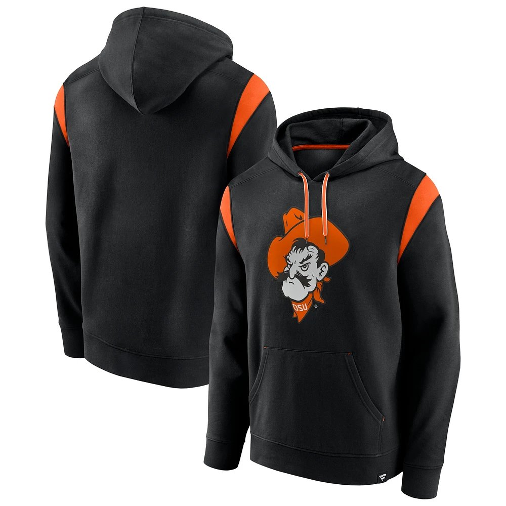 Men's Fanatics Black Oklahoma State Cowboys Gym Rat Pullover Hoodie