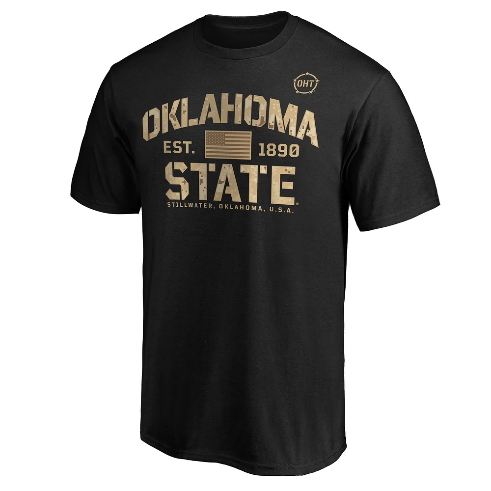 Men's Fanatics Black Oklahoma State Cowboys OHT Military Appreciation Boot Camp T-Shirt