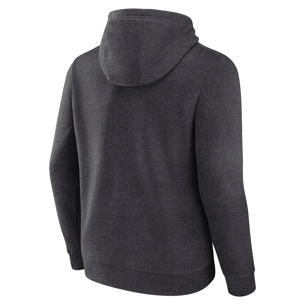 Men's Fanatics  Heather Charcoal Oklahoma State Cowboys Horizontal Block Fleece Pullover Hoodie