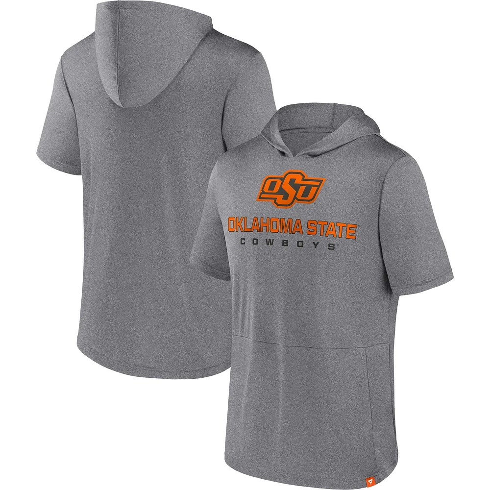 Men's Fanatics Heather Gray Oklahoma State Cowboys Modern Stack Hoodie T-Shirt