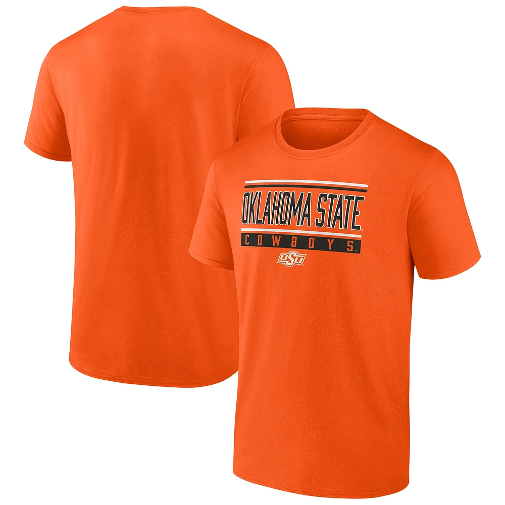 T-shirt à rayures et blocs pour hommes Fanatics Orange Oklahoma State Cowboys Fundamentals