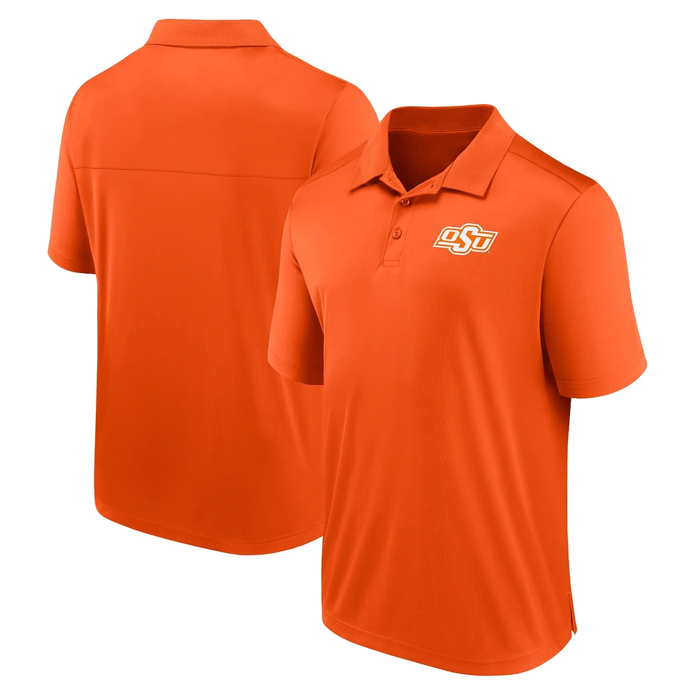 Polo orange Fanatics pour hommes Oklahoma State Cowboys Left Side Block