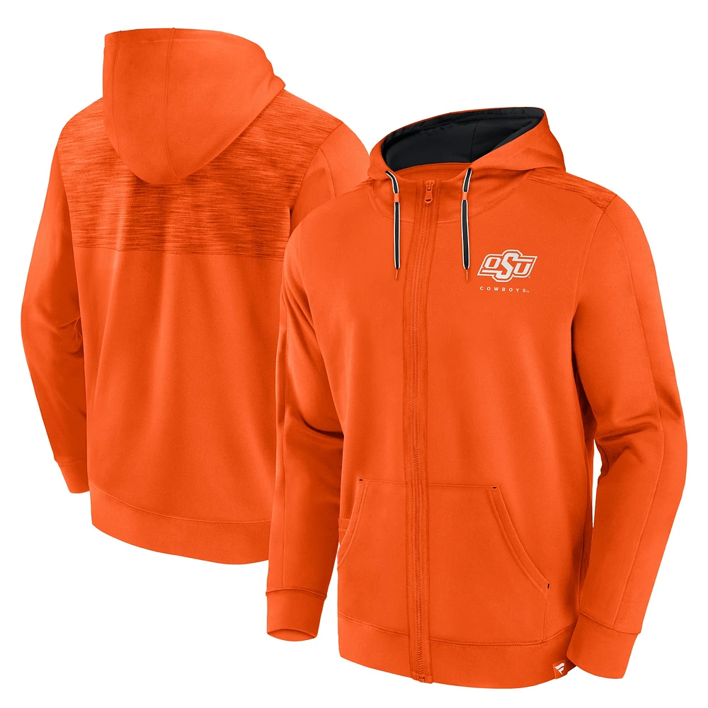 Sweat à capuche entièrement zippé orange Fanatics pour hommes Oklahoma State Cowboys Power Index