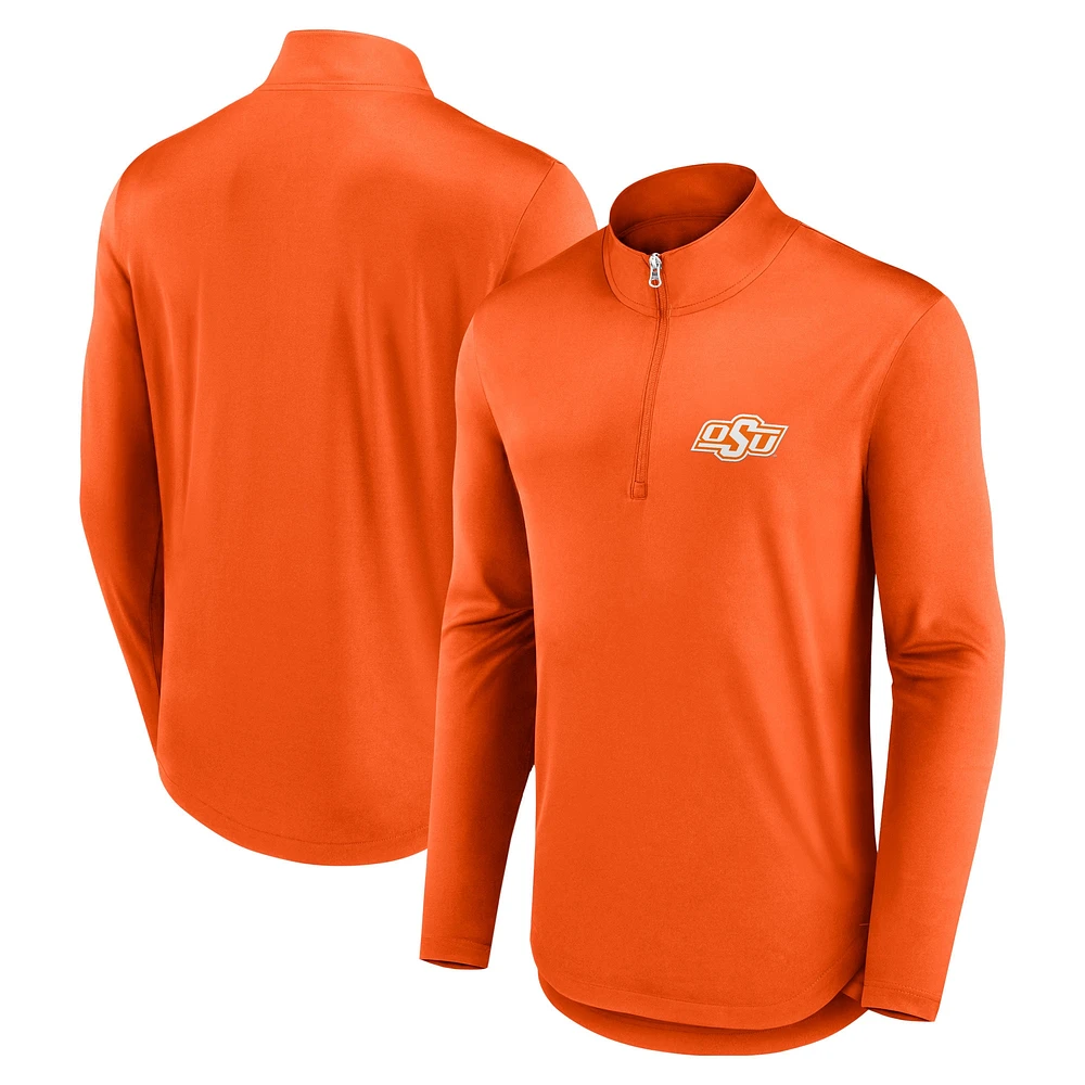 Men's Fanatics Orange Oklahoma State Cowboys Quarterback Mock Neck Quarter-Zip Top