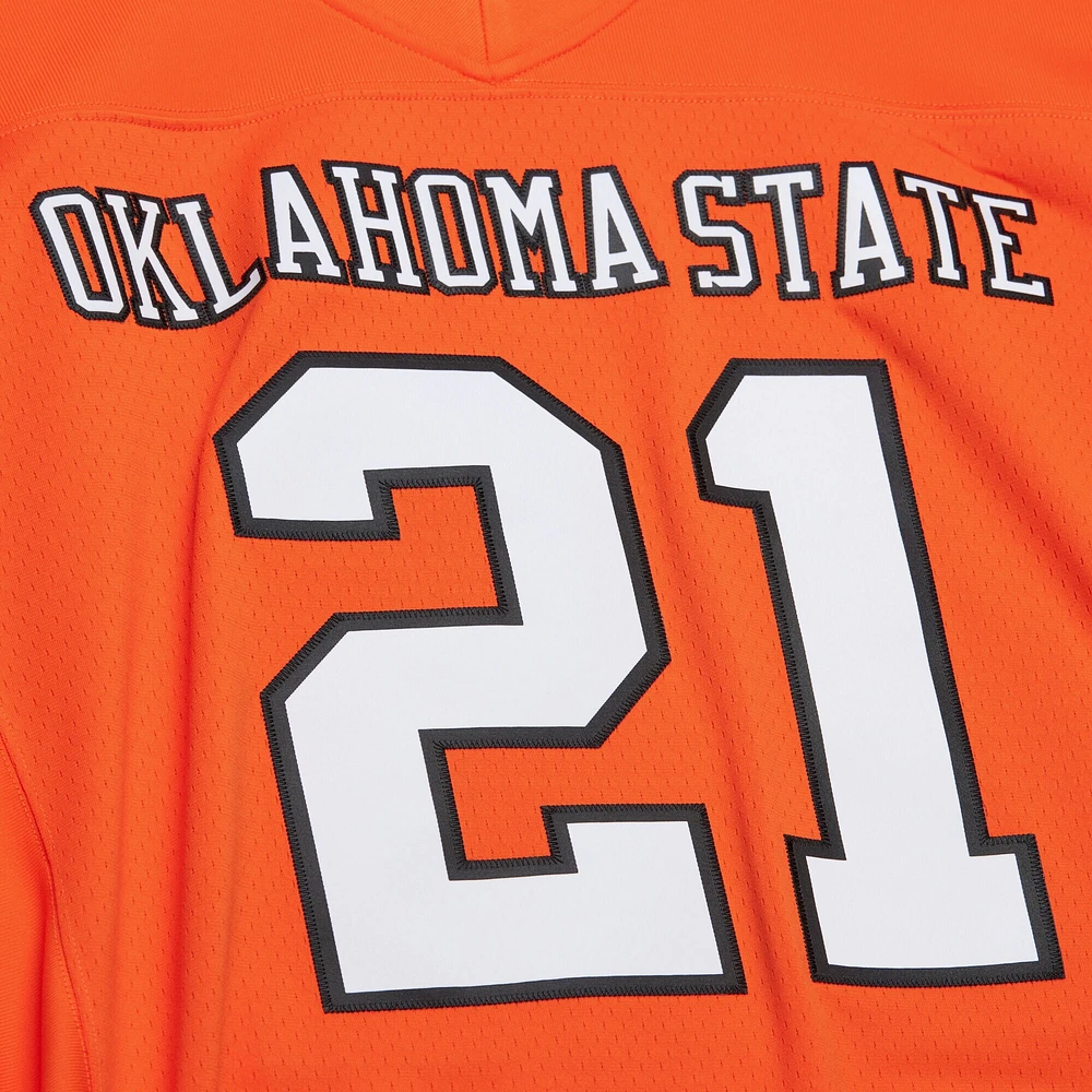 Maillot réplique orange Mitchell & Ness Barry Sanders des Cowboys de l'Oklahoma State 1987 pour homme