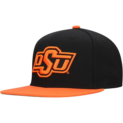 Casquette Snapback bicolore 2.0 Mitchell & Ness noire/orange pour homme des Cowboys de l'Oklahoma State