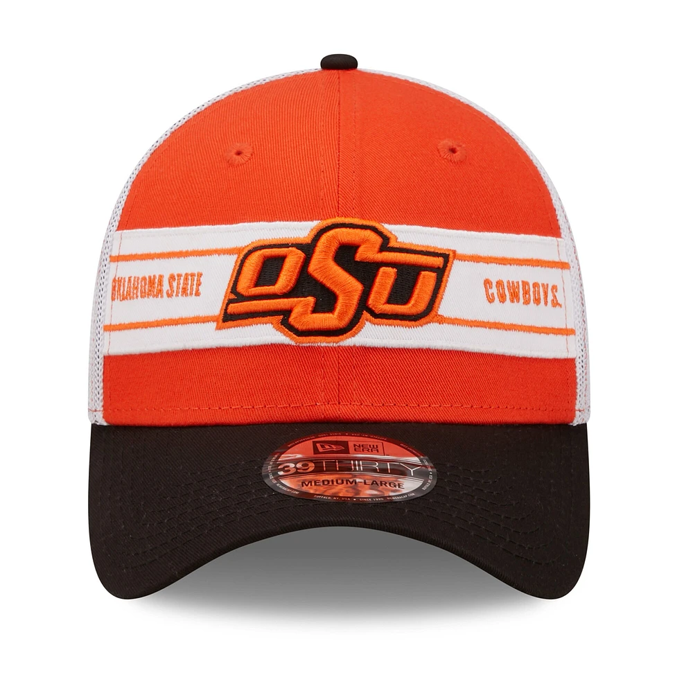 Casquette flex 39THIRTY à bandes orange/noir Oklahoma State Cowboys New Era pour homme