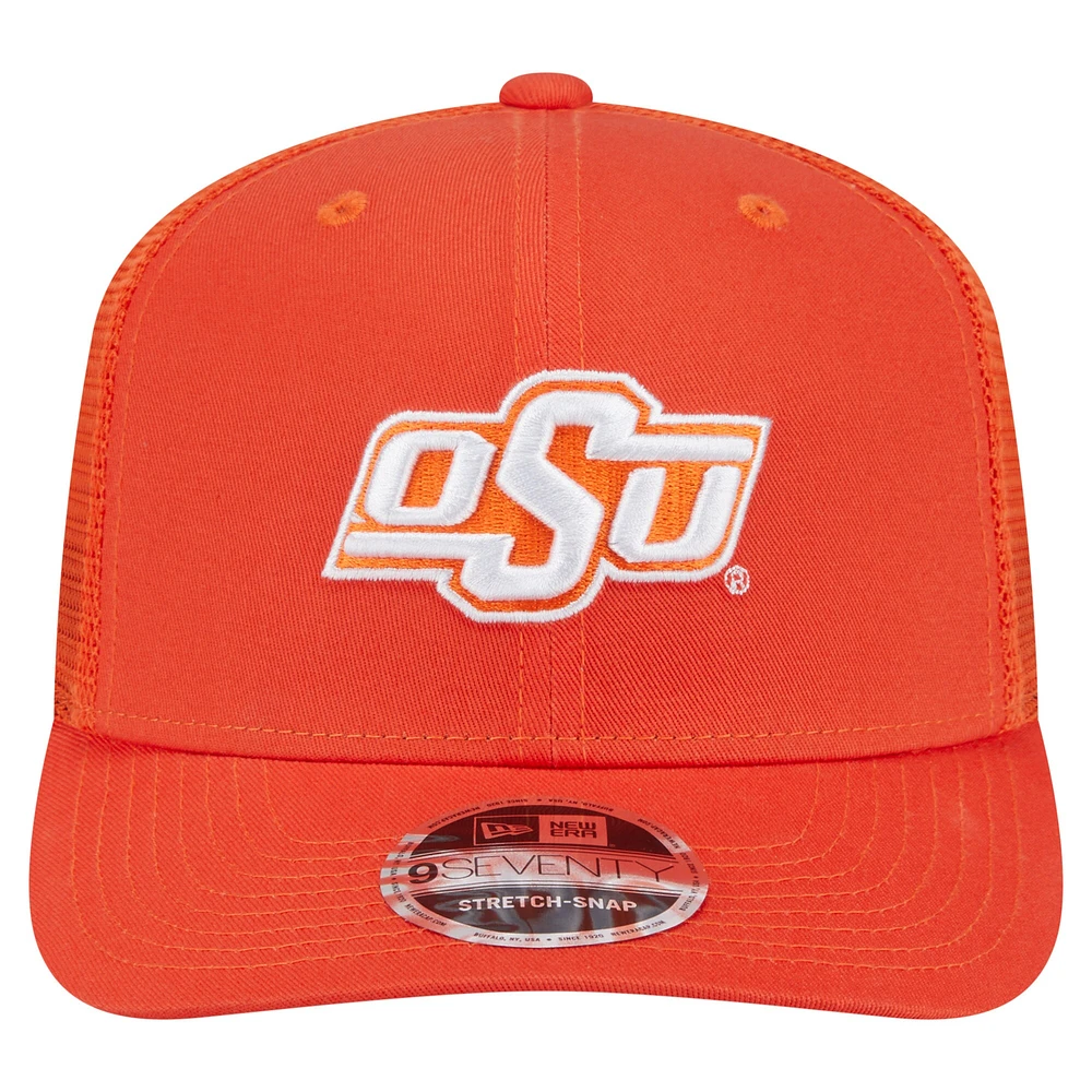 Casquette camionneur extensible à boutons-pression orange New Era 9SEVENTY des Cowboys de l'État de l'Oklahoma pour homme
