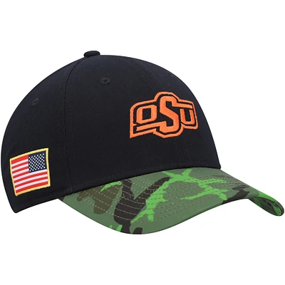 Nike Legacy91 Casquette réglable pour homme Noir/camouflage Oklahoma State Cowboys Veterans Day 2Tone