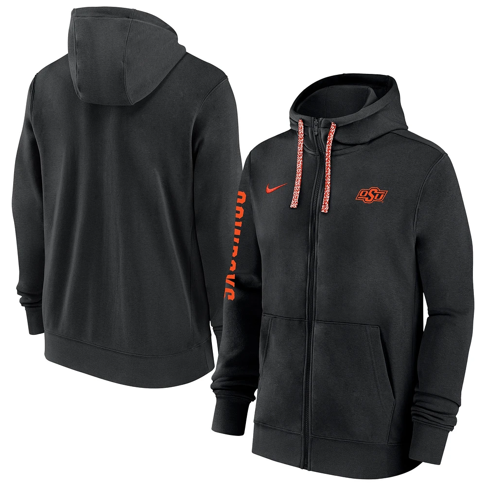 Men's Nike Black Oklahoma State Cowboys 2024/25 Sideline Club Fleece Pullover Hoodie