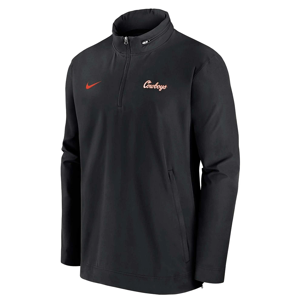 Men's Nike Black Oklahoma State Cowboys 2024 Sideline Coach Quarter-Zip Hoodie Jacket