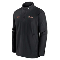 Men's Nike Black Oklahoma State Cowboys 2024 Sideline Coach Quarter-Zip Hoodie Jacket