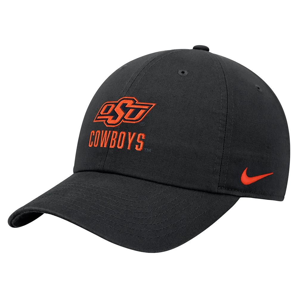 Casquette ajustable Nike noire pour homme Oklahoma State Cowboys Club