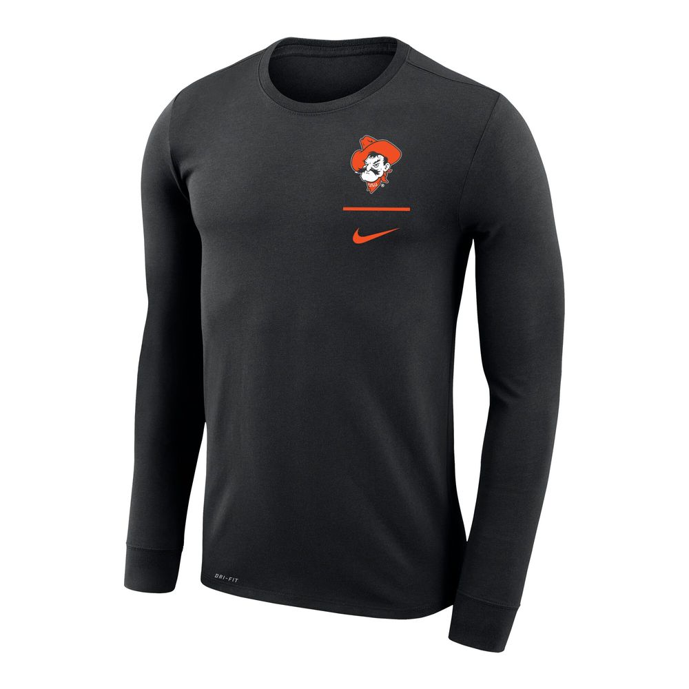 Men's Nike Black Oklahoma State Cowboys Logo Stack Legend Performance Long Sleeve T-Shirt