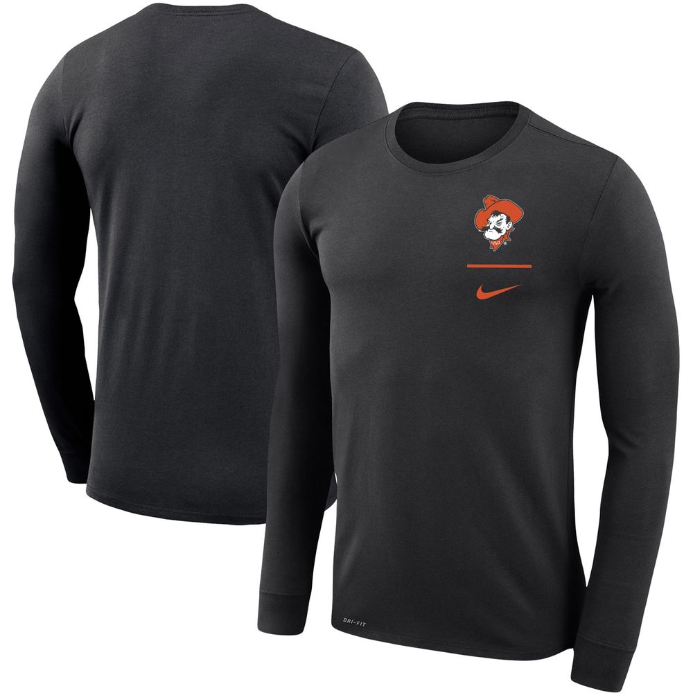 Men's Nike Black Oklahoma State Cowboys Logo Stack Legend Performance Long Sleeve T-Shirt