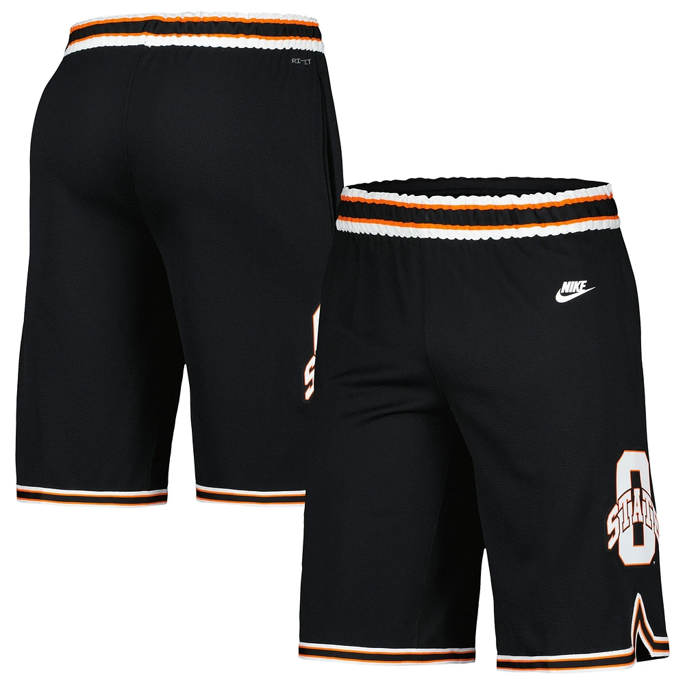 Short de basket-ball rétro réplique Nike pour hommes, noir, Oklahoma State Cowboys