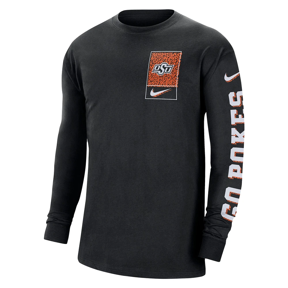 T-shirt à manches longues Nike Oklahoma State Cowboys Seasonal Max90 2-Hit pour homme, noir