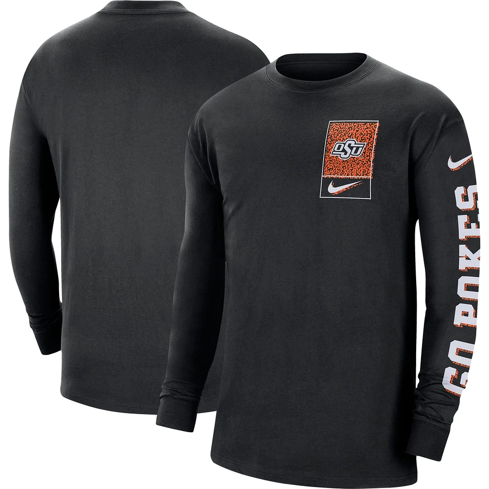 T-shirt à manches longues Nike Oklahoma State Cowboys Seasonal Max90 2-Hit pour homme, noir