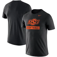 T-shirt de performance coupe slim Nike pour hommes, noir, Oklahoma State Cowboys Softball Drop Legend