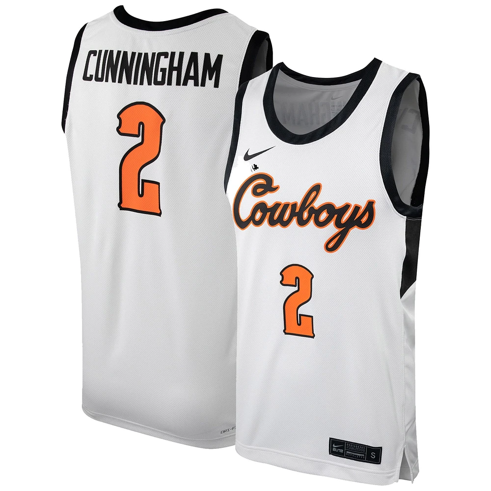 Maillot de basket-ball Nike Cade Cunningham pour homme, réplique des Cowboys l'Oklahoma State, blanc