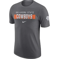 T-shirt pour homme Nike Oklahoma State Cowboys Campus Gametime gris anthracite