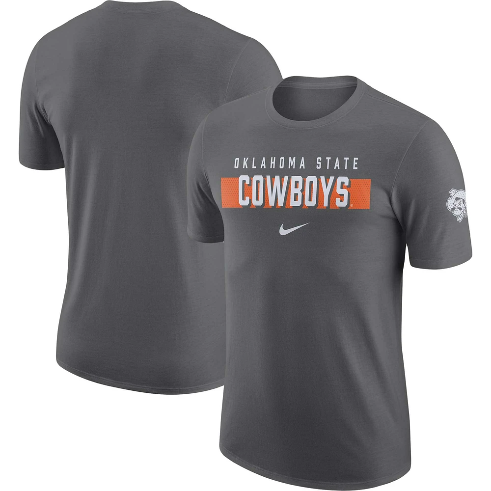 T-shirt pour homme Nike Oklahoma State Cowboys Campus Gametime gris anthracite