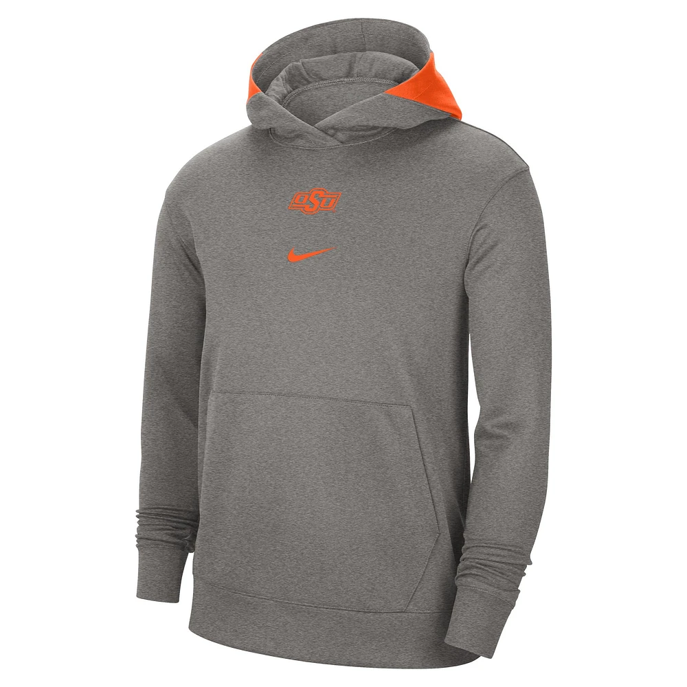 Men's Nike Heather Gray Oklahoma State Cowboys Team Basketball Spotlight Performance Pullover Hoodie