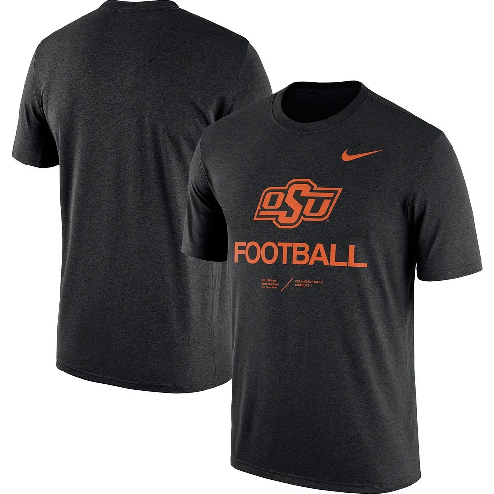 Men's Nike Heathered Black Oklahoma State Cowboys Team Football Legend T-Shirt