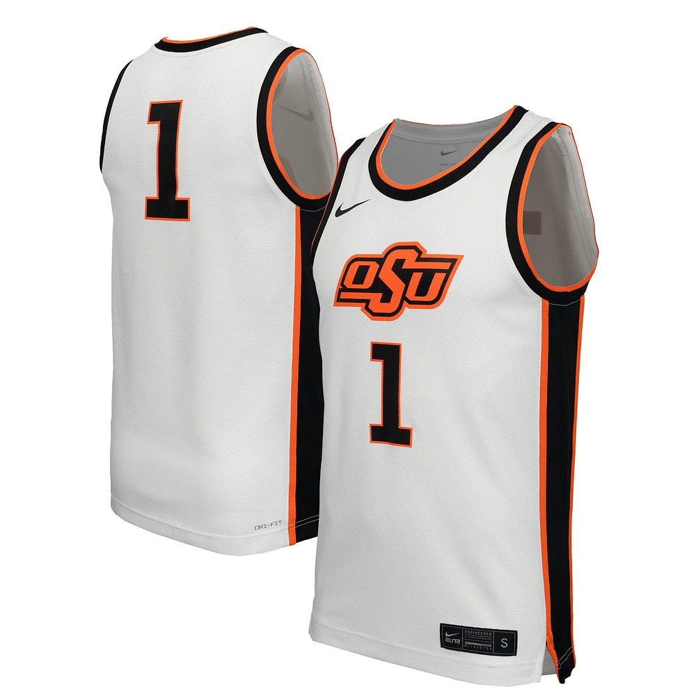 Maillot de basket-ball réplique Nike #1 blanc des Cowboys l'Oklahoma State pour homme