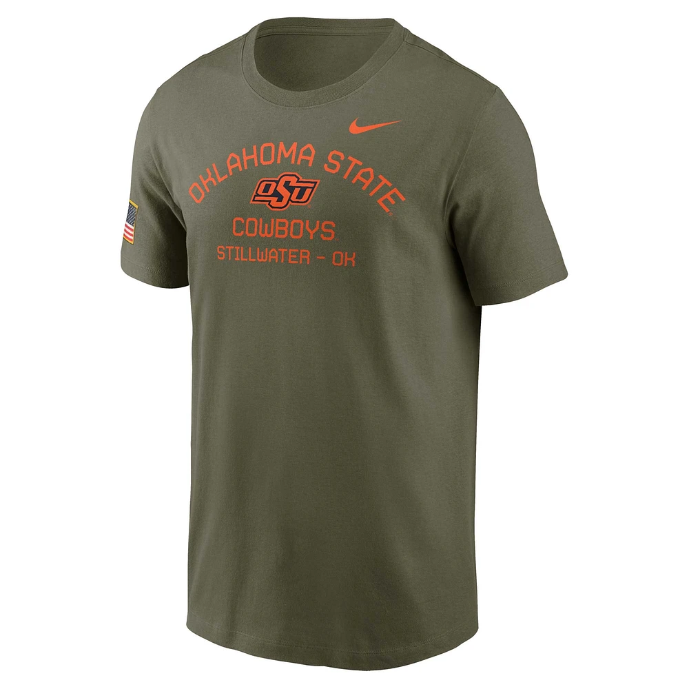 T-shirt de performance Nike Olive Oklahoma State Cowboys 2024 Military Appreciation pour homme