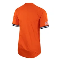 Maillot de baseball réplique à deux boutons Nike orange pour hommes des Oklahoma State Cowboys