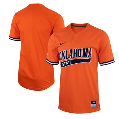 Maillot de baseball réplique à deux boutons Nike orange pour hommes des Oklahoma State Cowboys