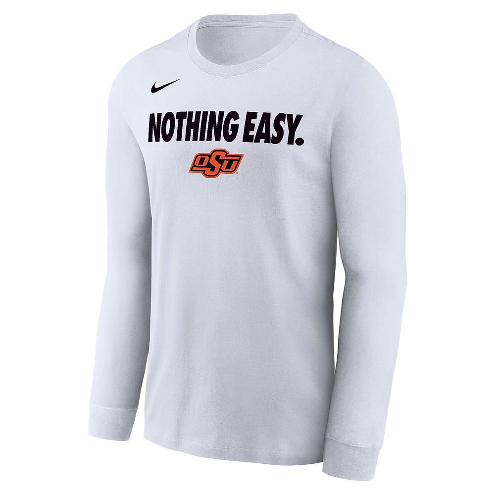 Men's Nike White Oklahoma State Cowboys 2025 On-Court Bench Long Sleeve T-Shirt