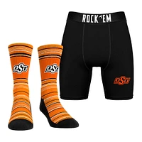 Men's Rock Em Socks Oklahoma State Cowboys Primary Crew & Boxer Briefs Combo Pack