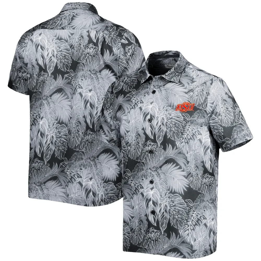 Lids Oklahoma State Cowboys Tommy Bahama Coast Luminescent Fronds  IslandZone Button-Up Camp Shirt - Black