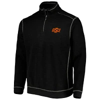 Men's Tommy Bahama Black Oklahoma State Cowboys Sport Tobago Bay Tri-Blend Mock Neck Half-Zip Jacket