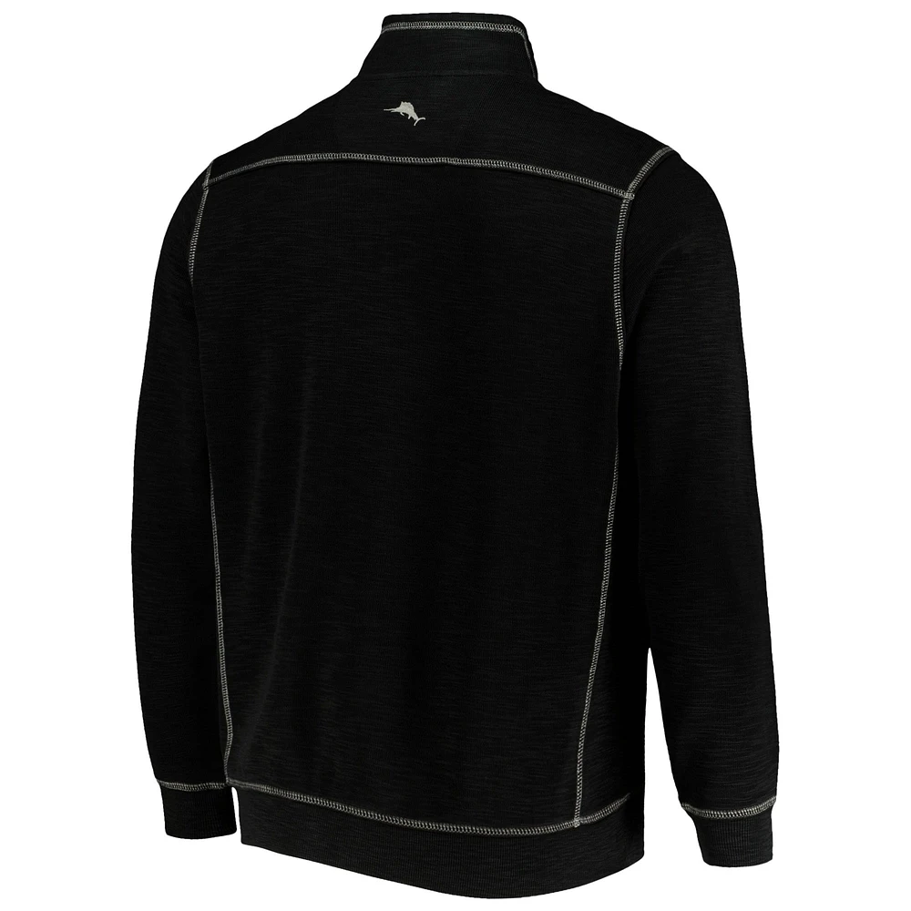 Men's Tommy Bahama Black Oklahoma State Cowboys Sport Tobago Bay Tri-Blend Mock Neck Half-Zip Jacket