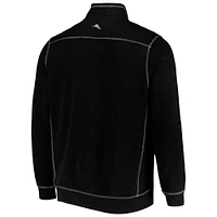 Men's Tommy Bahama Black Oklahoma State Cowboys Sport Tobago Bay Tri-Blend Mock Neck Half-Zip Jacket