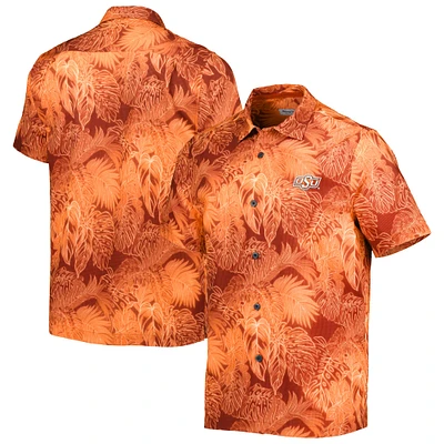 Chemise boutonnée Tommy Bahama orange Oklahoma State Cowboys Coast Luminescent Fronds Camp pour hommes