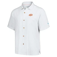 Chemise boutonnée Tommy Bahama blanche pour hommes des Oklahoma State Cowboys Castaway Game Camp