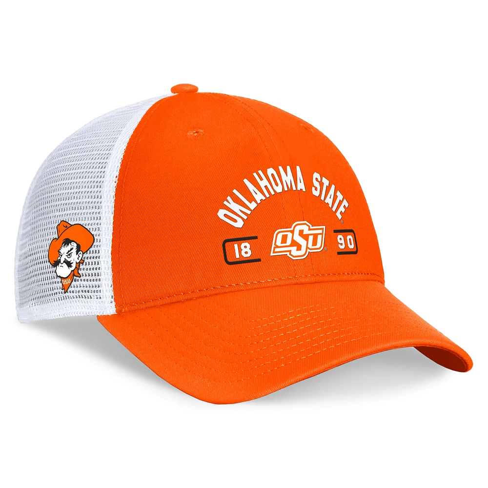 Casquette réglable pour hommes Top of the World orange/blanc Oklahoma State Cowboys Free Kick Trucker