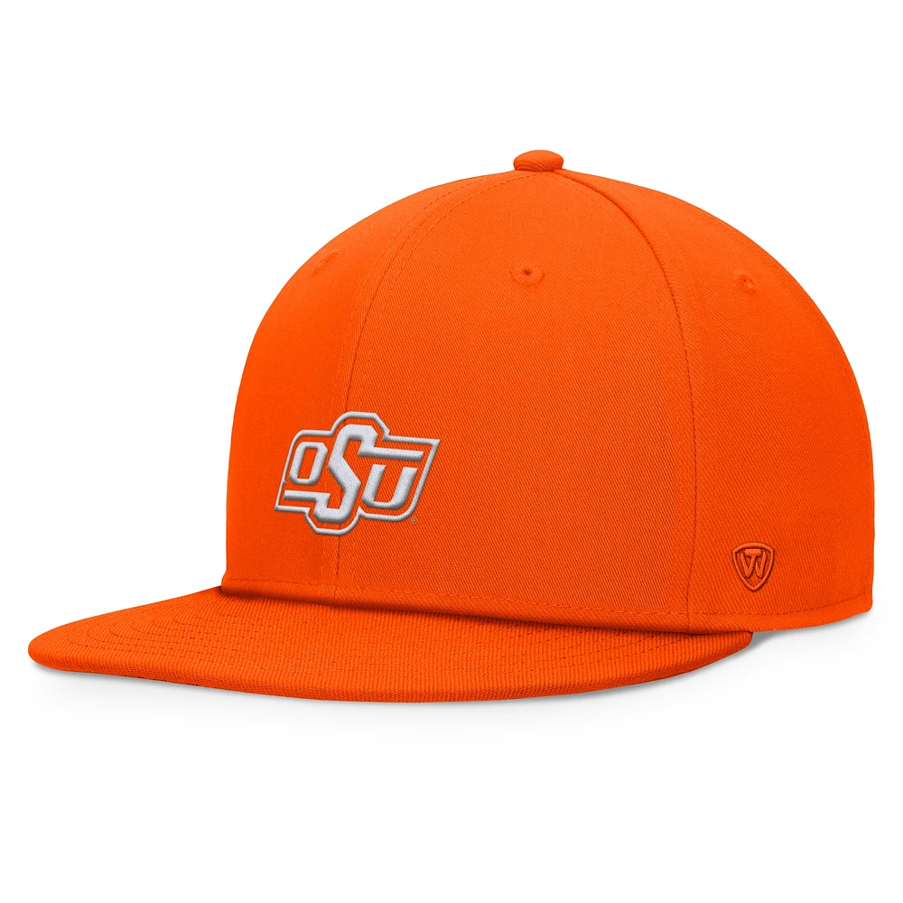 Casquette Snapback fondamentale orange Top of the World pour hommes des Cowboys de l'État d'Oklahoma