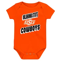 Newborn Orange Oklahoma State Cowboys Sunday Comics 3-Pack Bodysuit Set