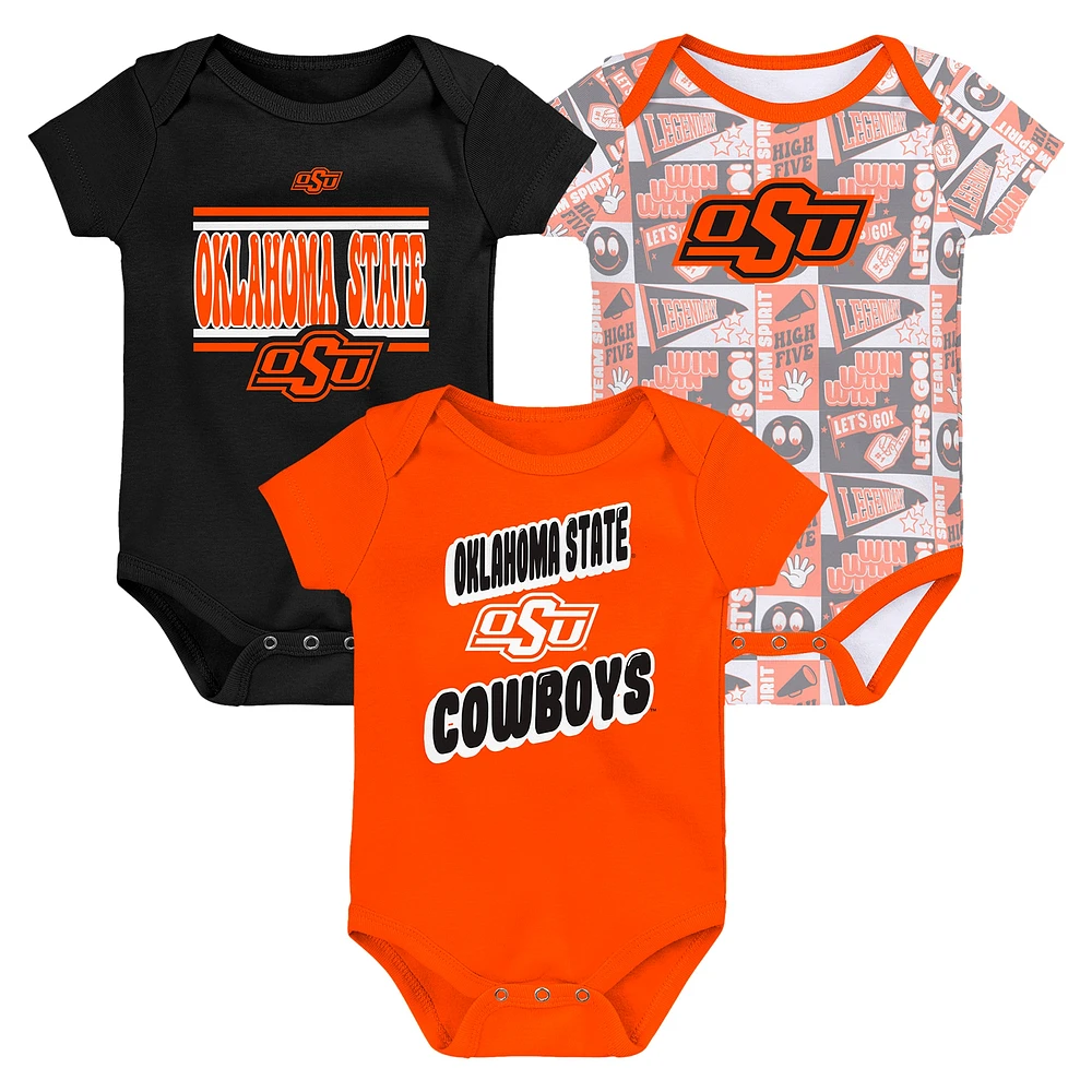 Newborn Orange Oklahoma State Cowboys Sunday Comics 3-Pack Bodysuit Set